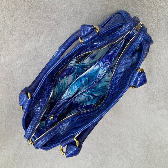 Gianni Bini Cobalt Blue Faux Crocodile Embossed Dual Handle Shoulder Bag - Picture 9 of 16